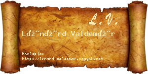 Lénárd Valdemár névjegykártya